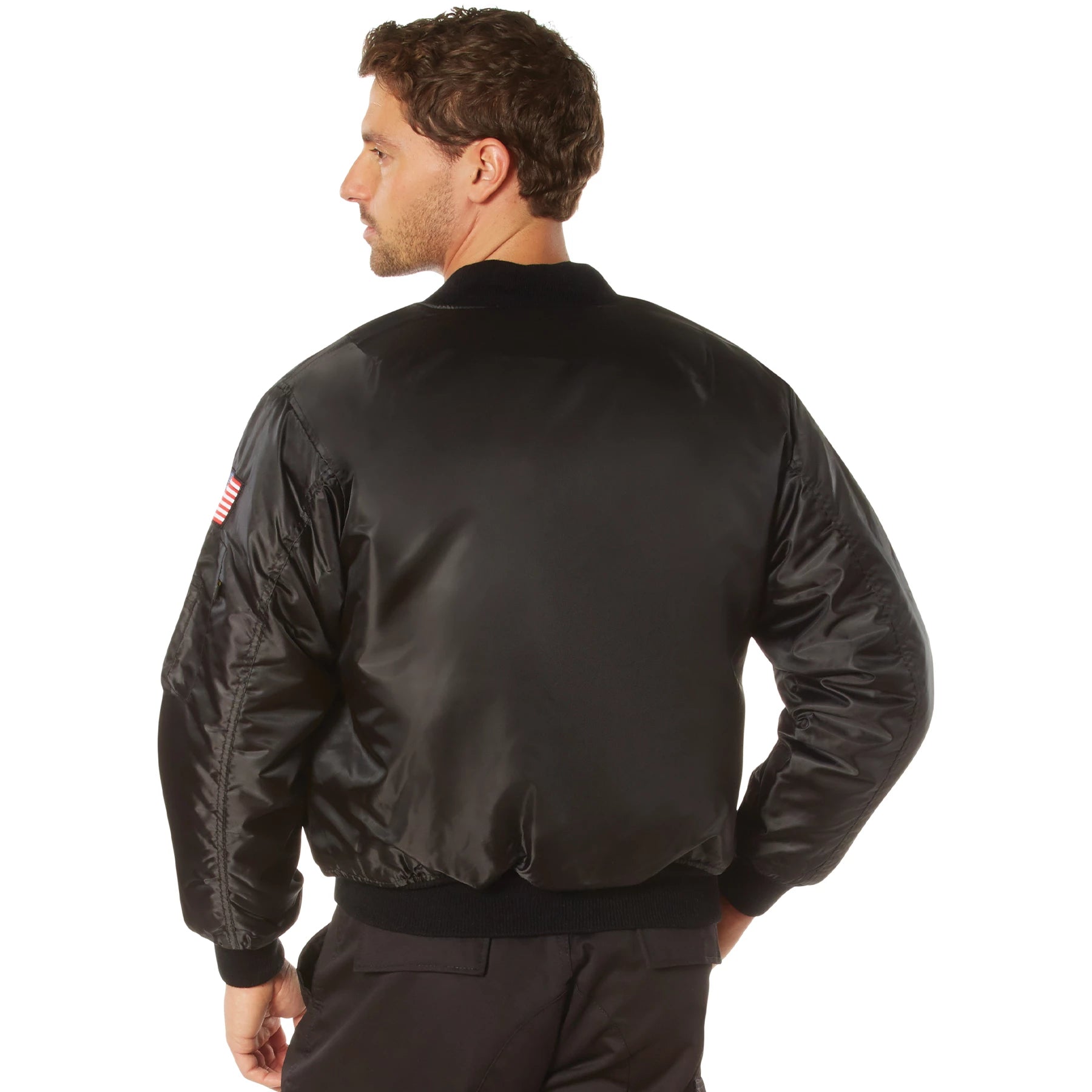 Rothco NASA MA-1 Flight Jacket - Black Bomber & upper detail photo