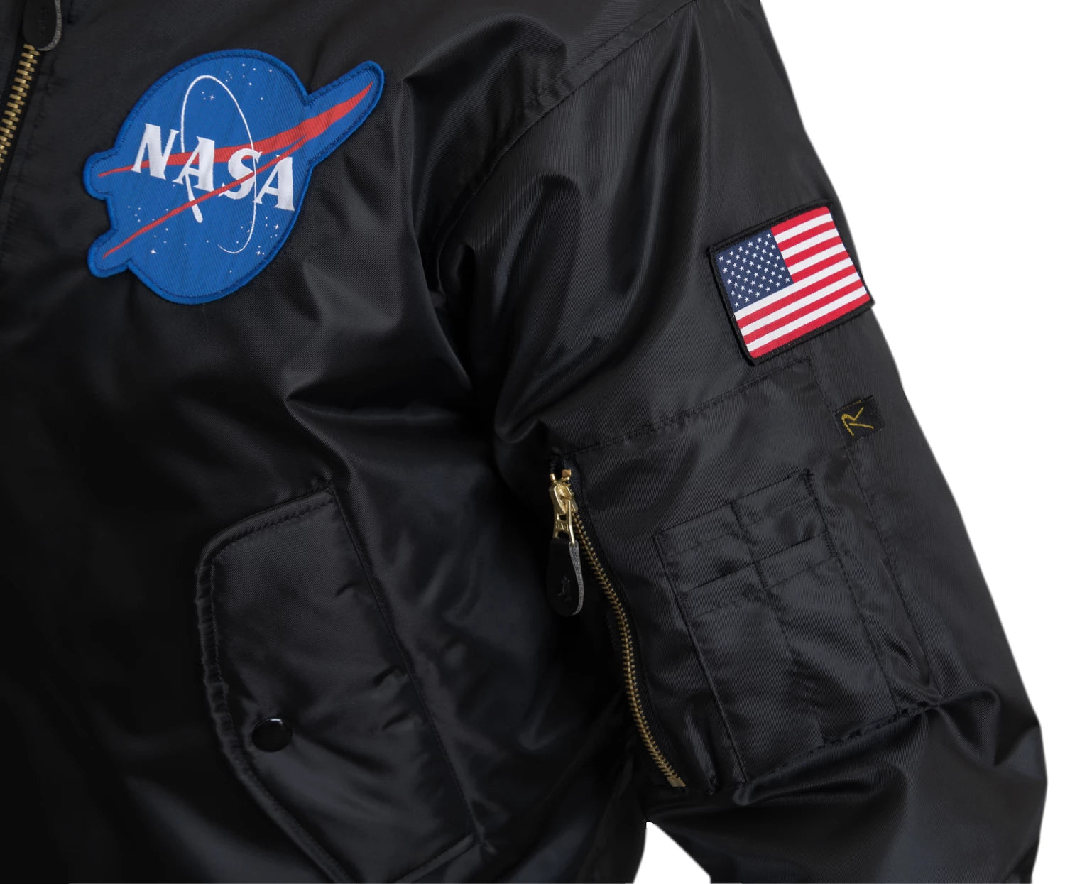 Rothco NASA MA-1 Flight Jacket - Black Bomber & additional angle photo