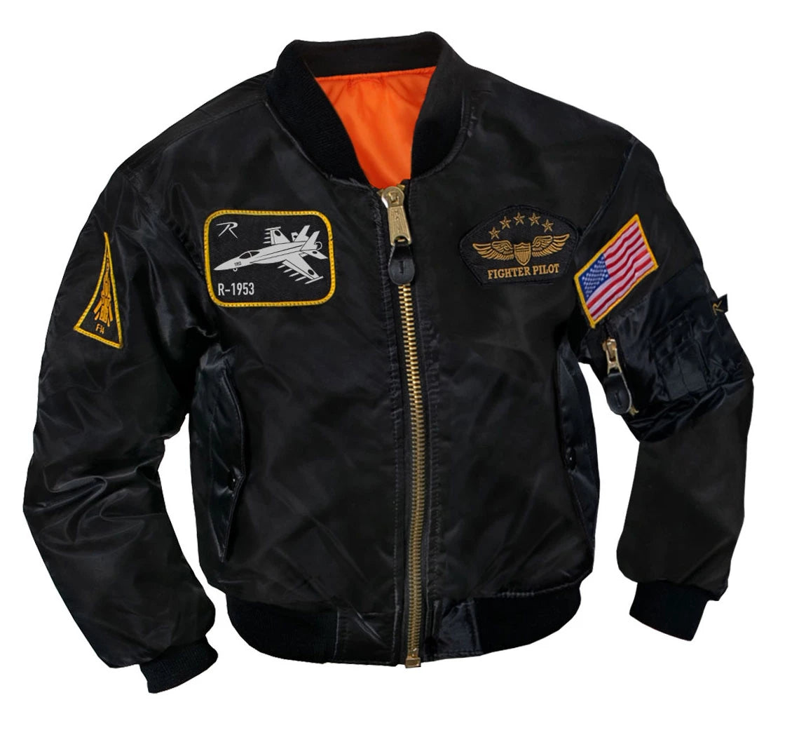 Rothco Kids Flight Jacket With Patches Children's Outerwear reverse view