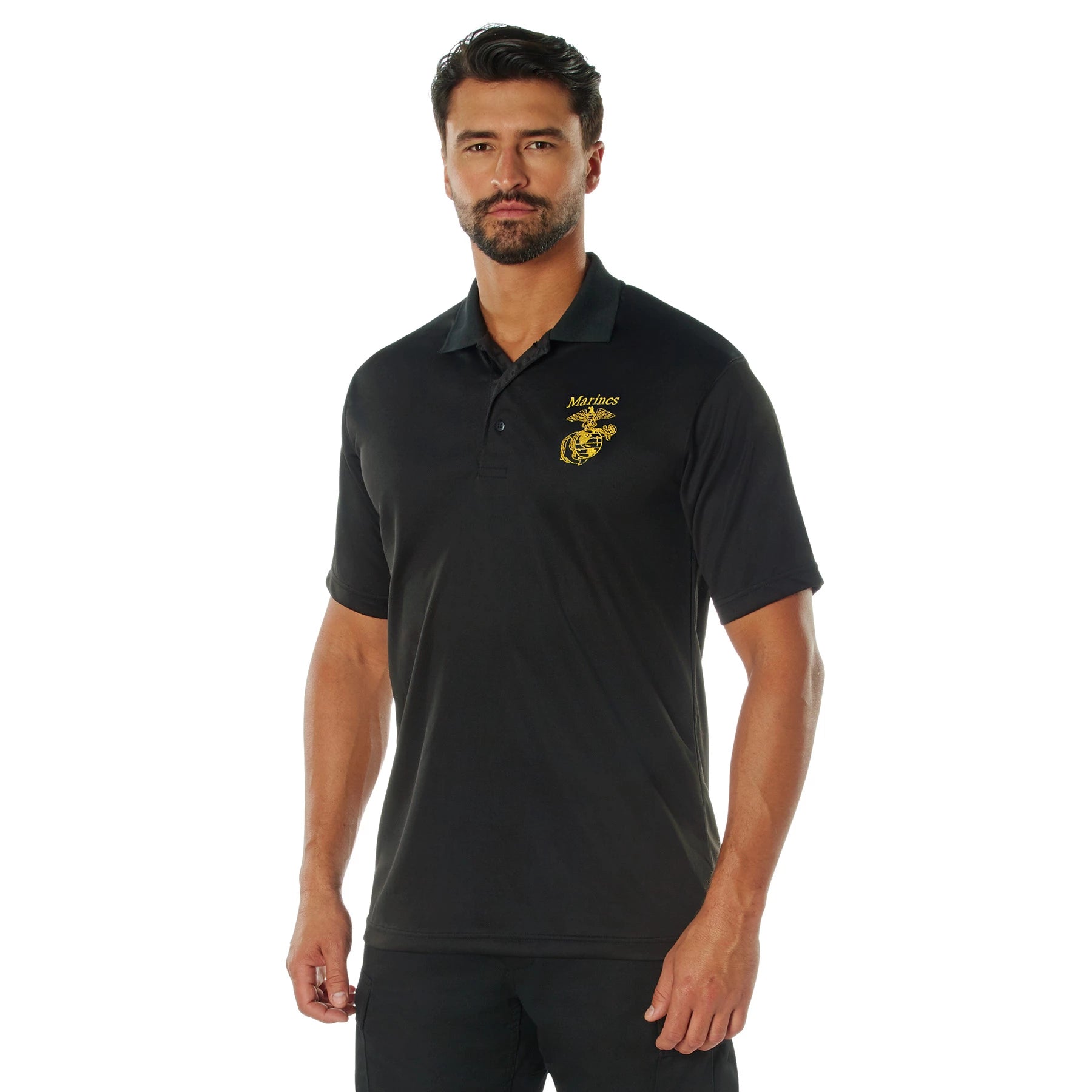 Rothco USMC Eagle Globe & Anchor Moisture Wicking Polo Shirt detail photo