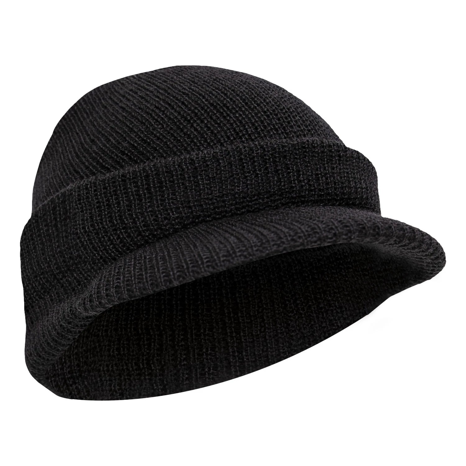Rothco Genuine G.I. Watch Cap with Brim Black Caps & detail photo