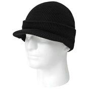 Rothco Genuine G.I. Watch Cap with Brim Black Caps side detail photo