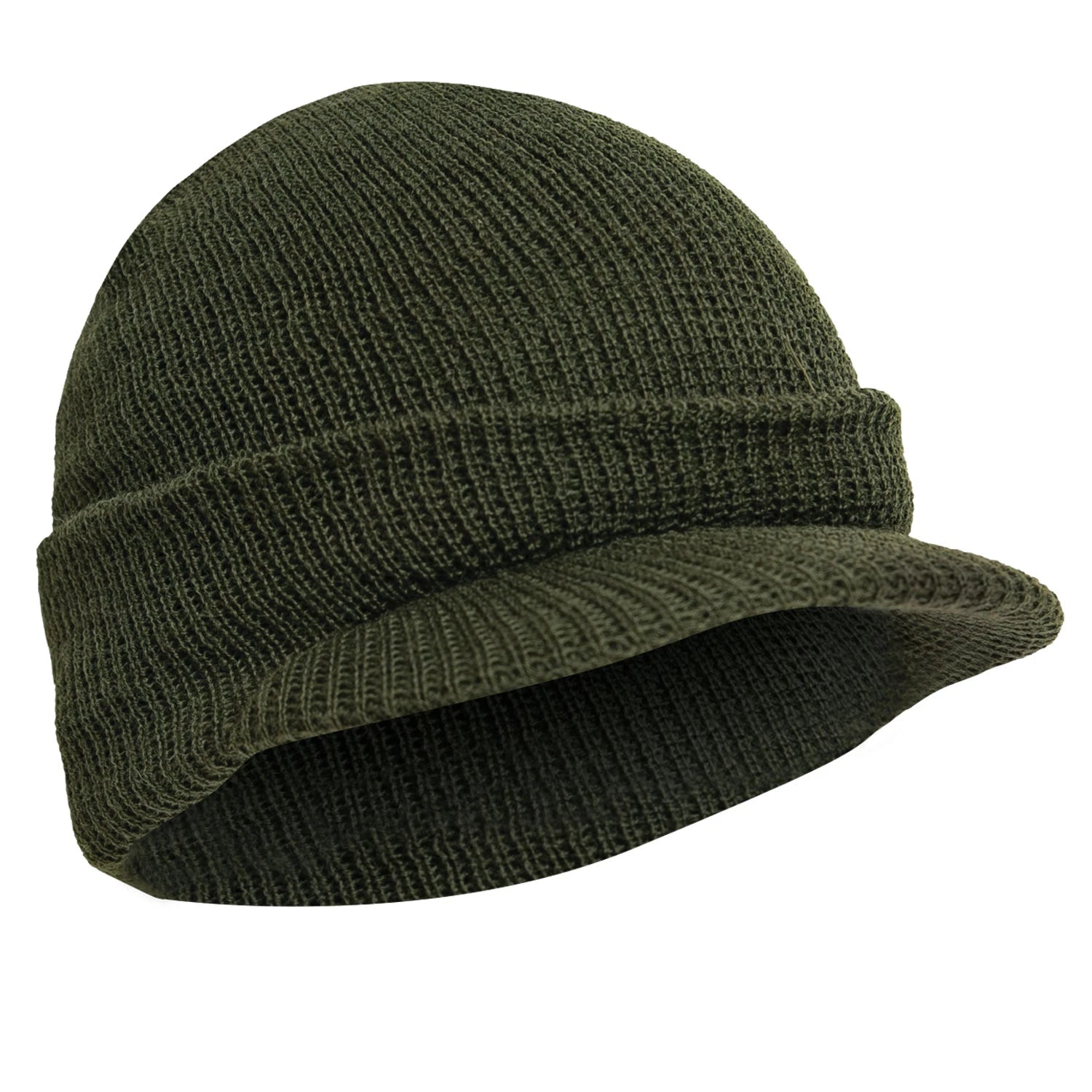 Rothco Genuine G.I. Watch Cap with Brim Black Caps angled product photo