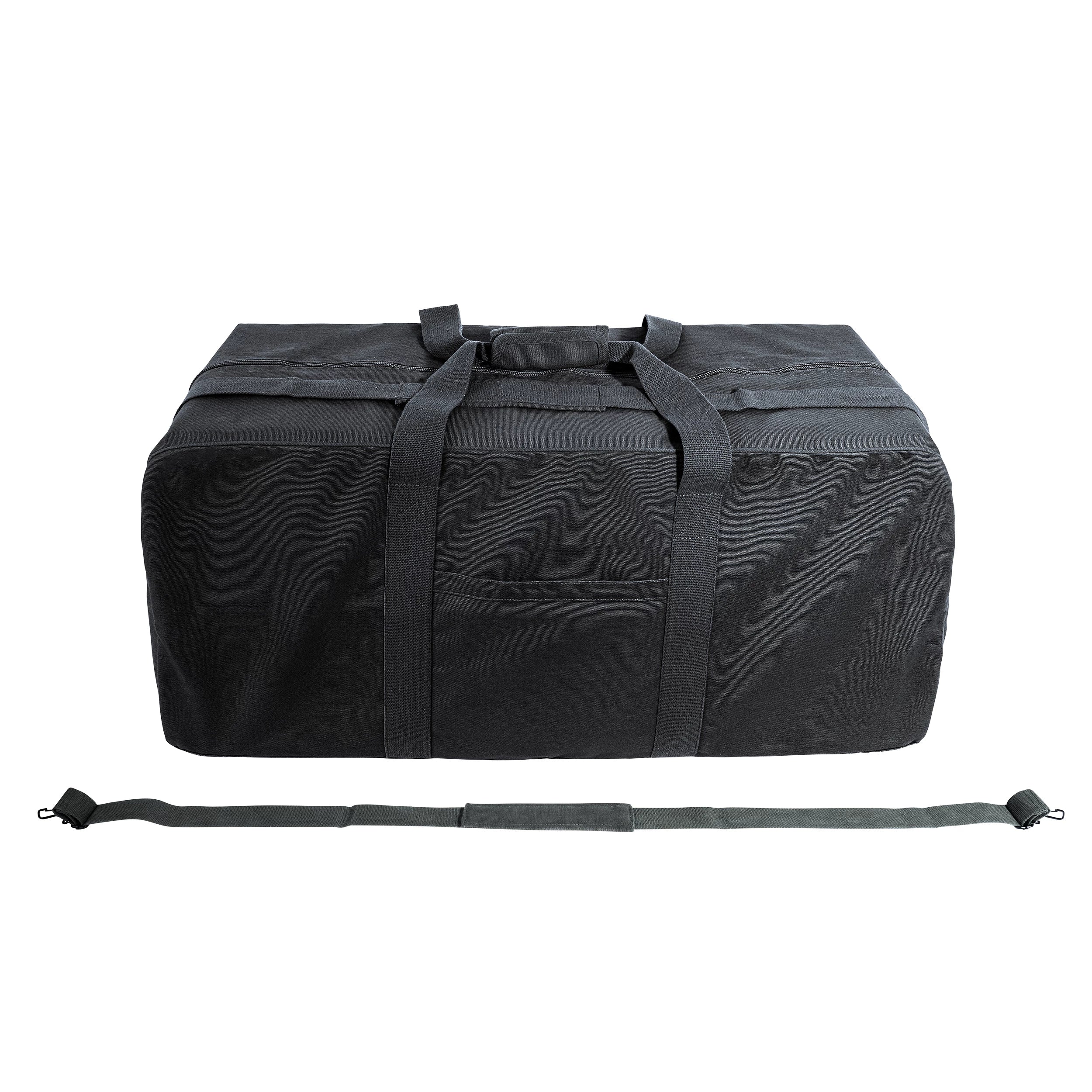 Rothco Canvas Jumbo Cargo Bag Black Military Duffle Bags angled product photo