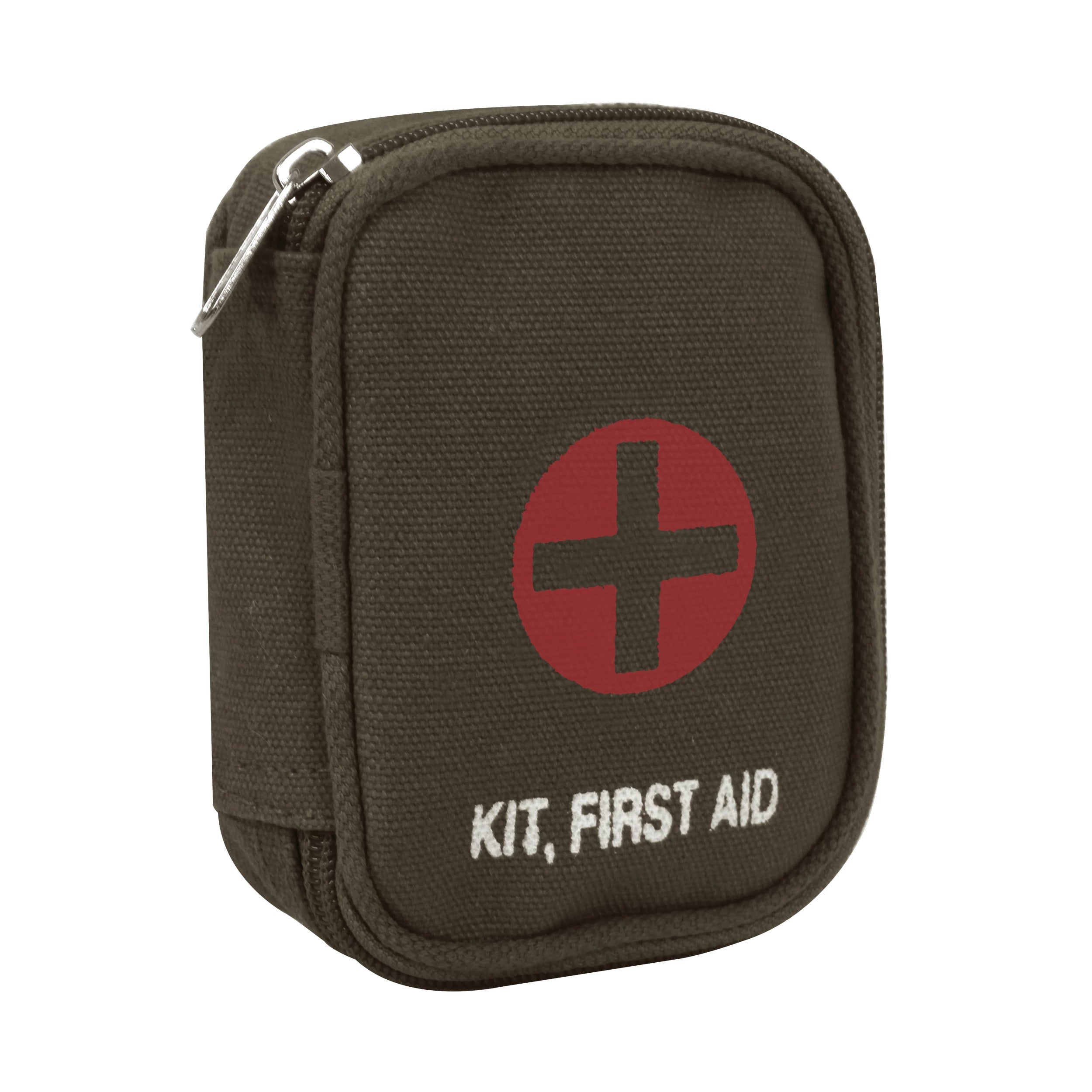 Rothco Military Zipper First Aid Kit Pouch Olive Drab angled product photo