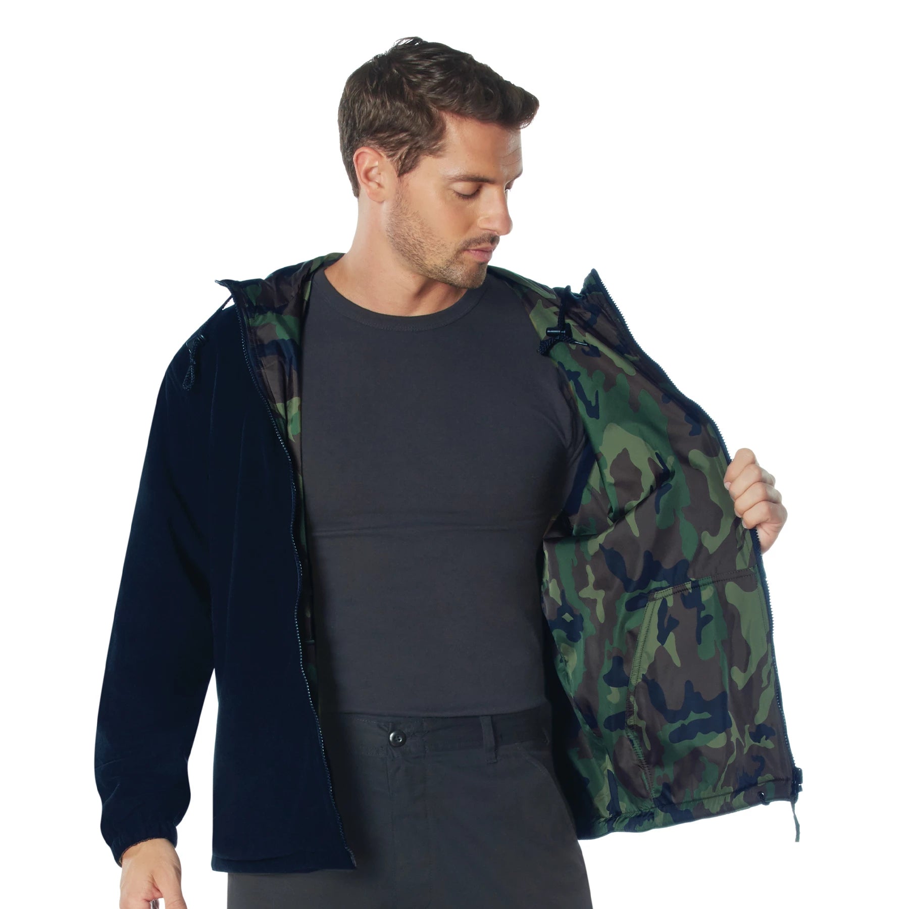 Rothco Reversible Lined Jacket With Hood Camo Outerwear reverse view