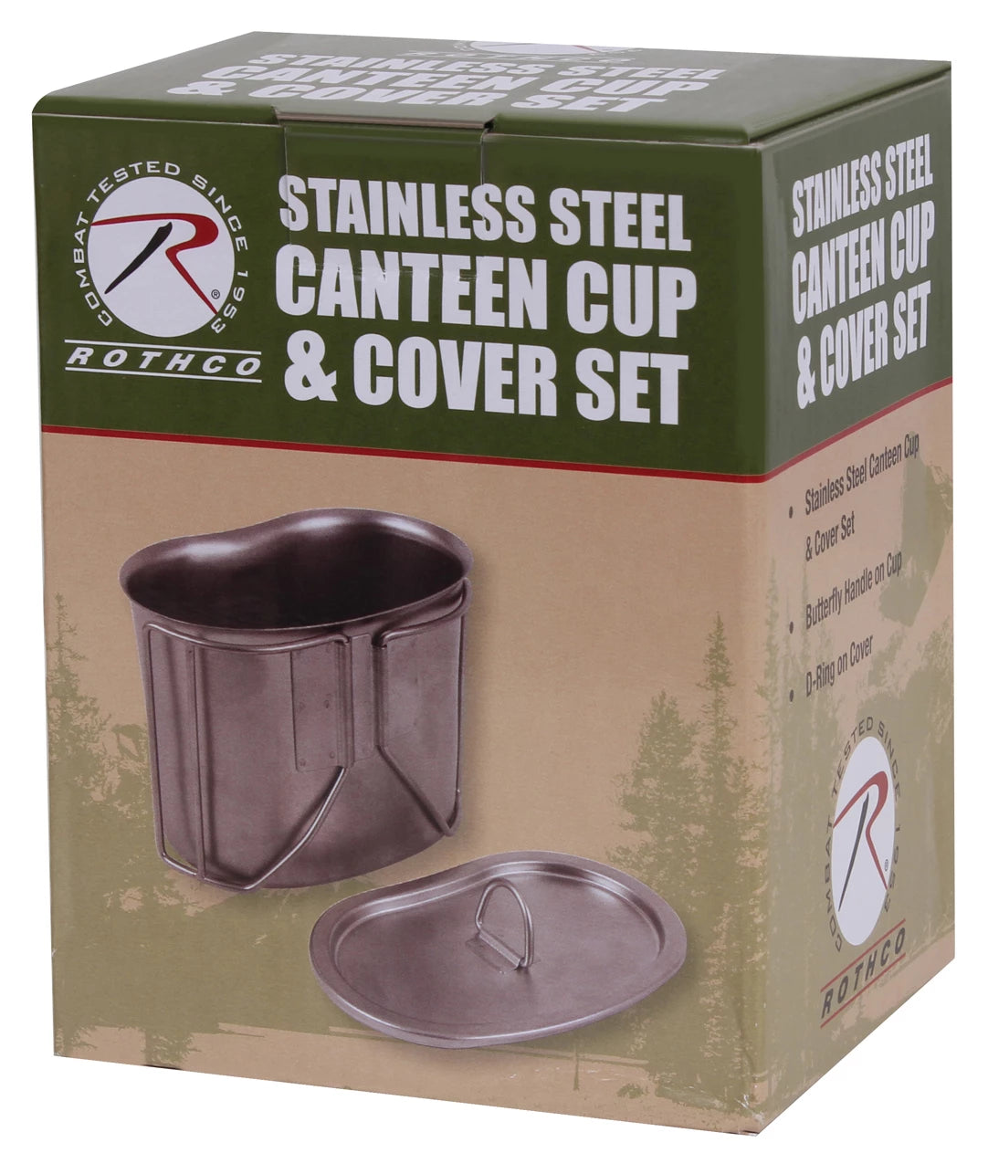 Rothco Stainless Steel Canteen Cup and Cover Set Canteens side detail photo