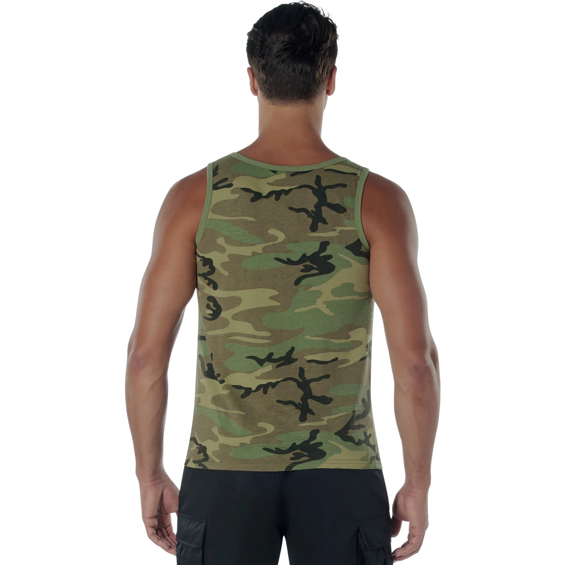 Rothco Vintage Woodland Camo Tank Top Shirts close-up photo