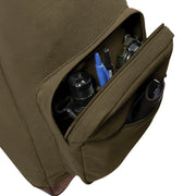 Rothco Vintage Canvas Teardrop Backpack With Leather Accents Olive side detail photo
