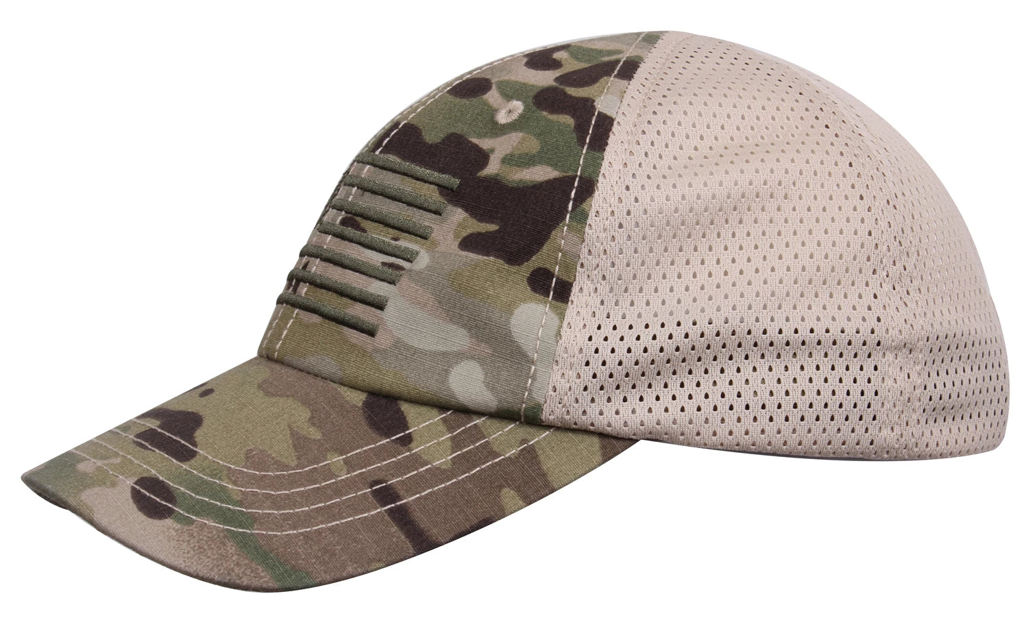 Rothco Tactical Mesh Back Cap With Embroidered US Flag MultiCam close-up photo