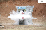 Ballistic test exploding C4 in front ofthe  ballistic guard booth 