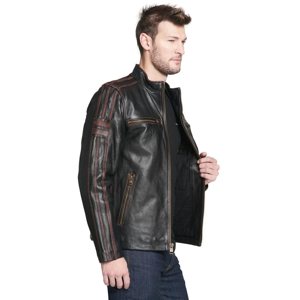 Black Rivet Antique Leather Cycle Jacket