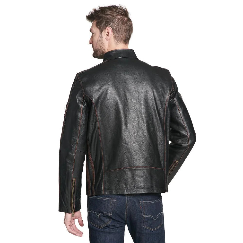 Black Rivet Antique Leather Cycle Jacket