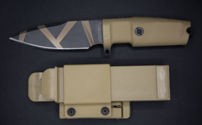 Extrema Ratio - Requiem (H.C.S) Fixed Blade Knife, Bohler N690 steel blade 4.9 mm thick, hardened to 58 HRC, stone-washed finish, lightweight ergonomic handle, made in Italy