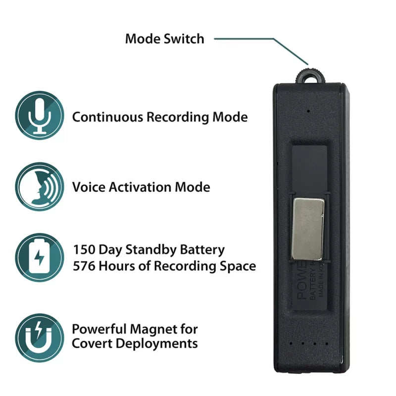 K-BANK – Long Life Covert Audio Recorder 150 Days Standby