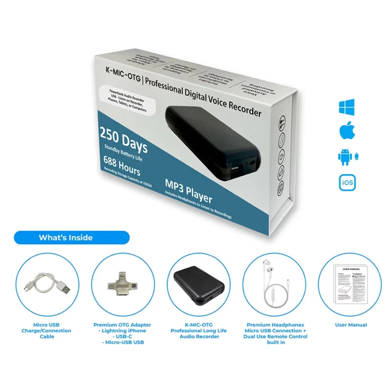 K-MIC-OTG – Long Life Audio 600 Hours of Storage 16GB