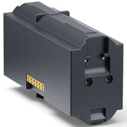 Gray electronic module with connectors on a white background