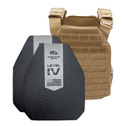 Black Level IV armor plate and tan tactical vest 