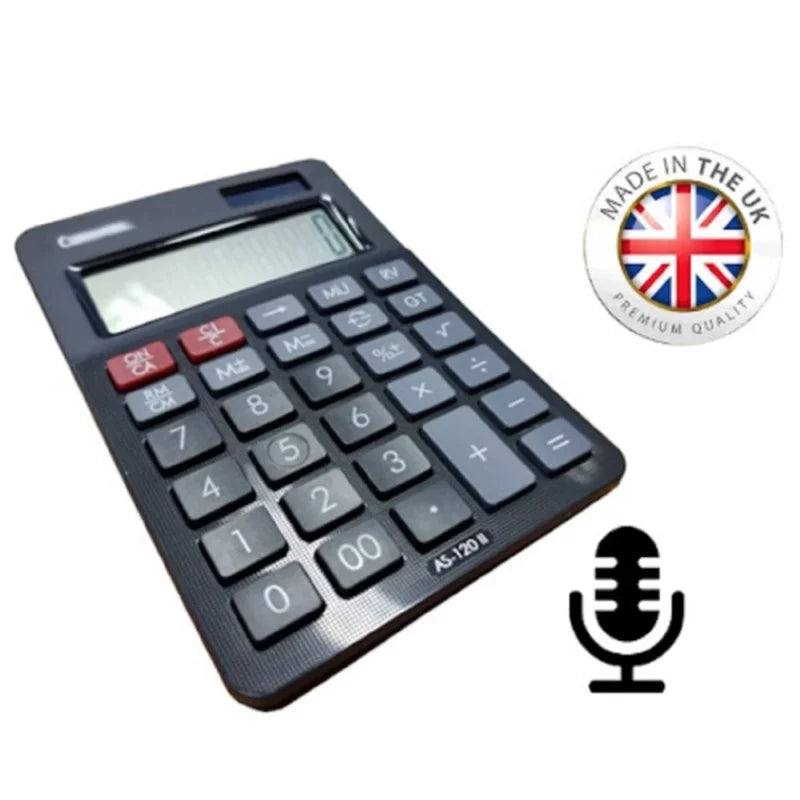 Black Vox Calculator Covert Audio Recorder with VOX & Time & Date File Stamping