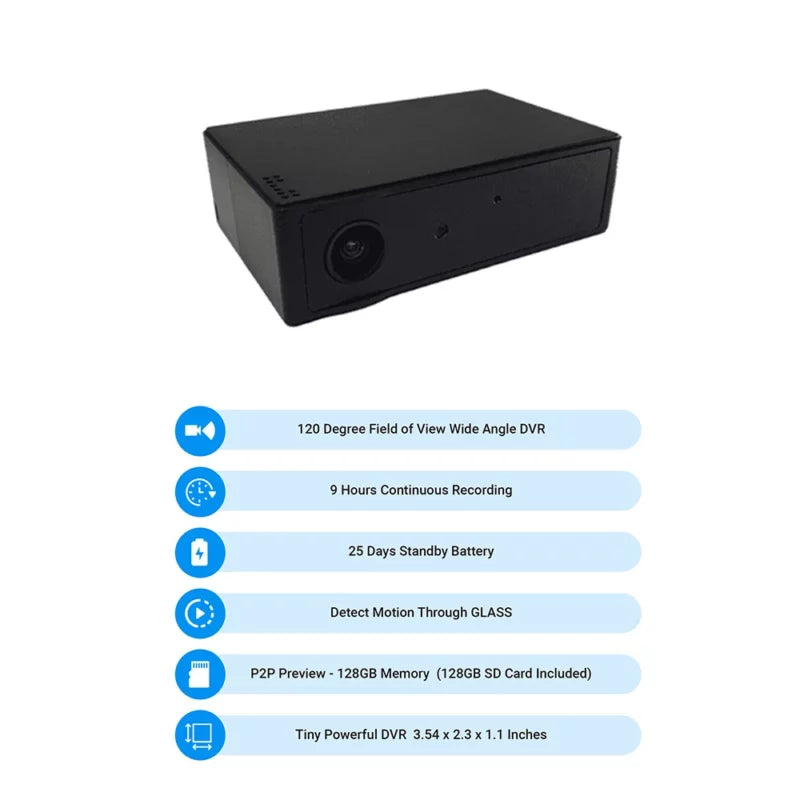 Cam-Vox 120 Wide Angle 1080P 128GB DVR – 9 Hours Continuous