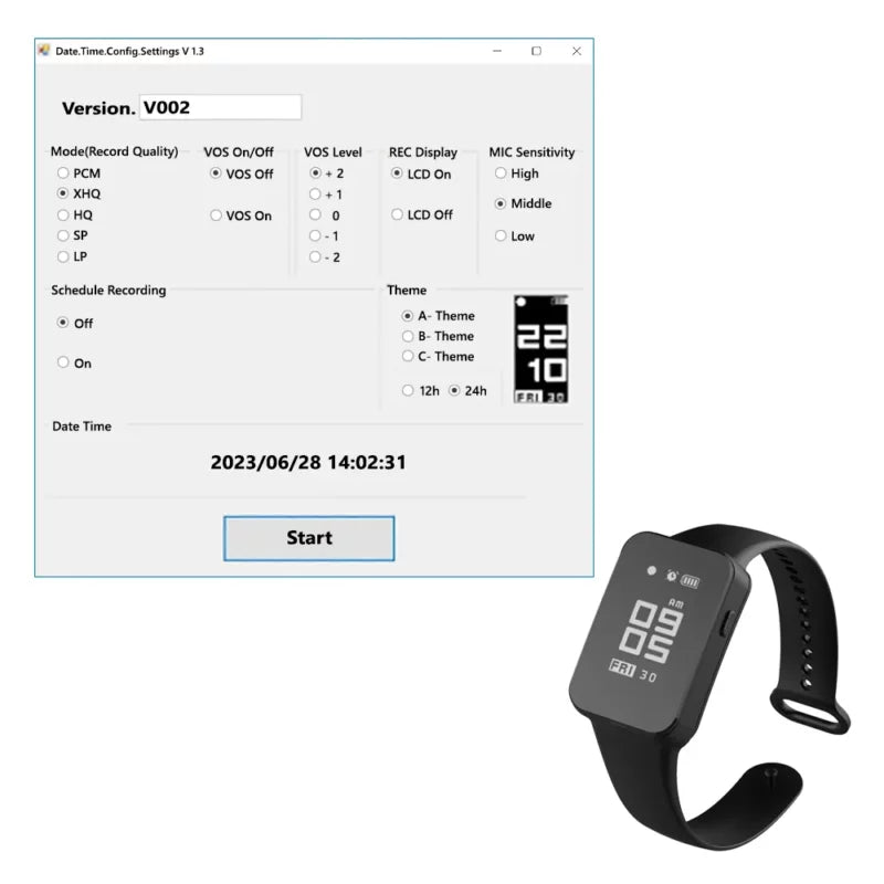 Voice Activated PCM Audio Recording Watch w/ 33 Hours Recording Time