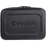 A black textured hard-shell carrying case with a top zipper and an embossed Pulsar logo on the front, shown against a plain white background.