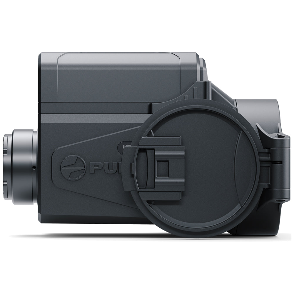 A dark gray and black PULSAR laser rangefinder shown from a side profile view against a clean white background.