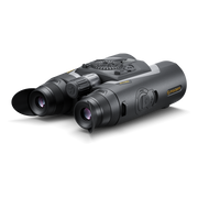 A pair of black thermal binoculars with yellow and white branding details, shown on a clean white background.