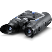 Binoculars with digital rangefinder on a white background