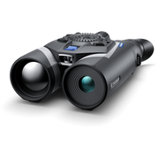A pair of black and gray binoculars with a blue button on top, photographed at an angle on a clean white background. The brand name 'Raklar' is visible on the side.