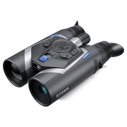Binoculars with digital display and Pulsar branding on a white background