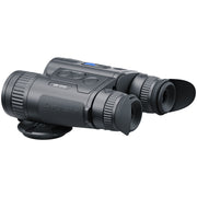 Pulsar 18F-TRAE binocular night vision device in matte black with an attached eyepiece cover, shown on a plain white background.