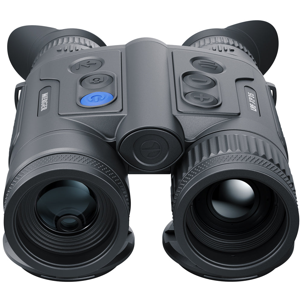 Binoculars with digital display on a white background
