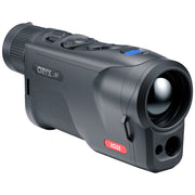 A black ORYX LRF XG48 laser rangefinder shown at a three-quarter angle on a solid white background.