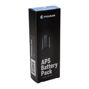 Pulsar APS Battery Pack retail box in black with a blue top flap, shown on a plain white background.