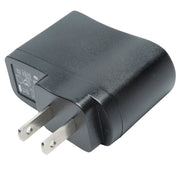 A black plastic US two-prong wall charger adapter with a textured matte finish, shown on a solid white background.