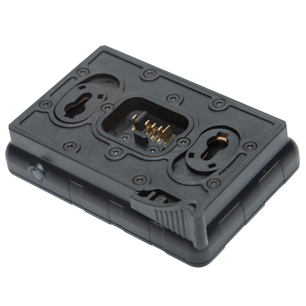 A black plastic mounting plate or adapter with a gold-plated connector pin array in the center, shown on a plain white background.