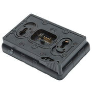 A black plastic mounting plate or adapter with a gold-plated connector pin array in the center, shown on a plain white background.
