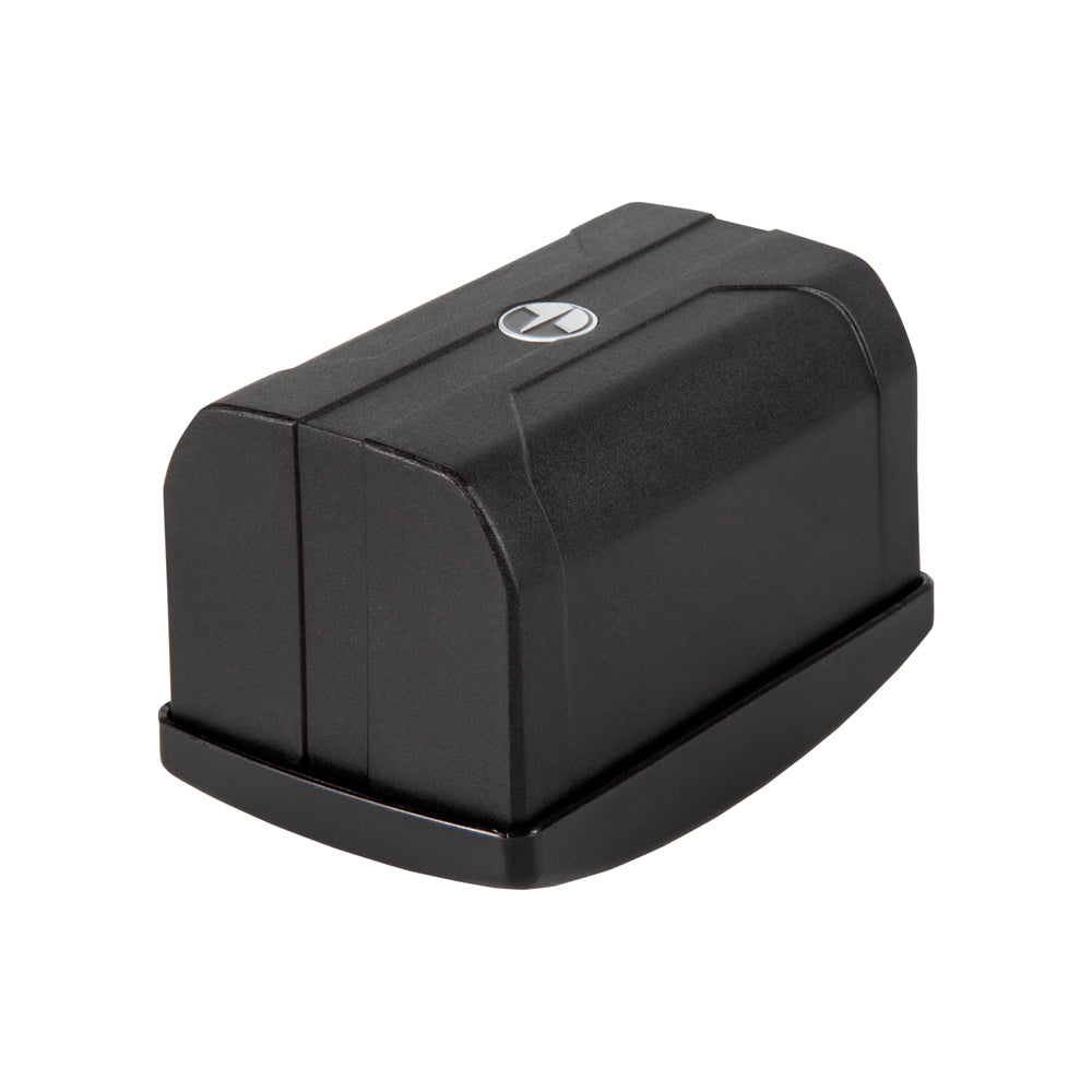 A black plastic protective housing or cover with a small circular logo on top, shown on a plain white background.