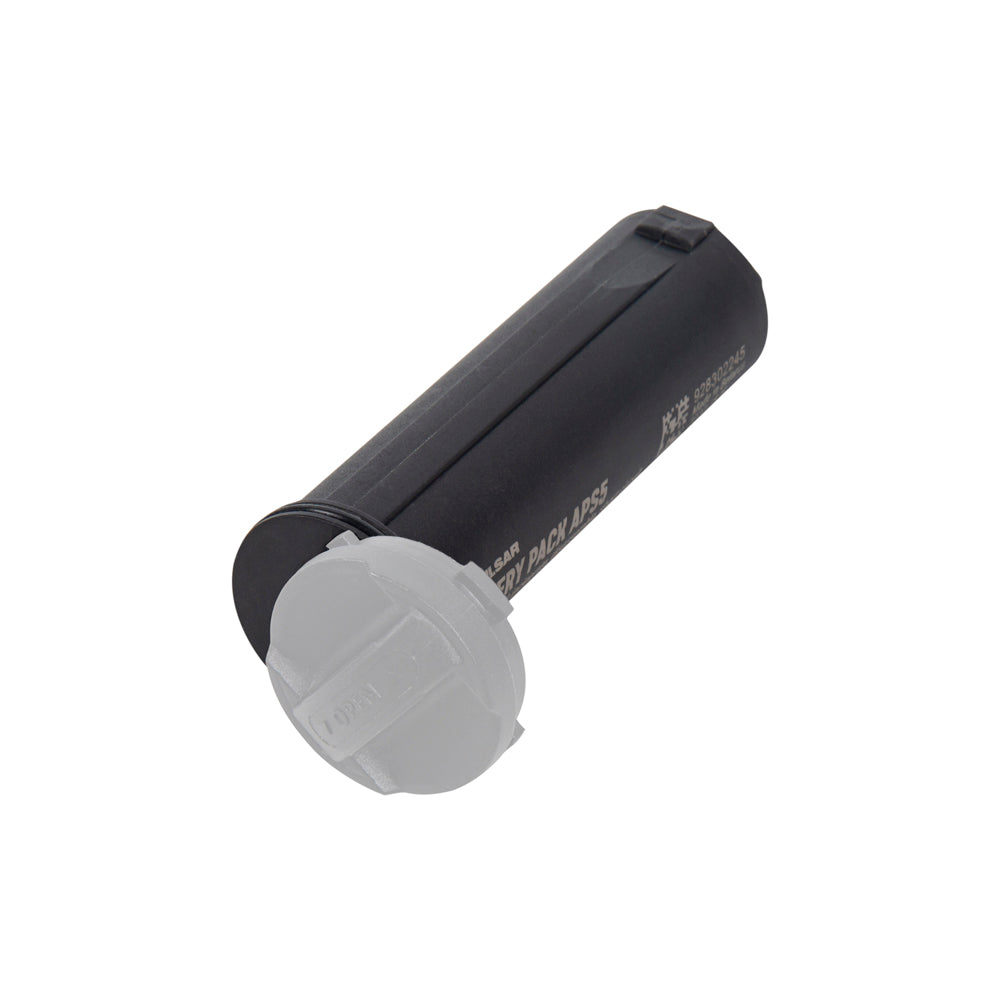 Black and gray cylindrical object on a white background