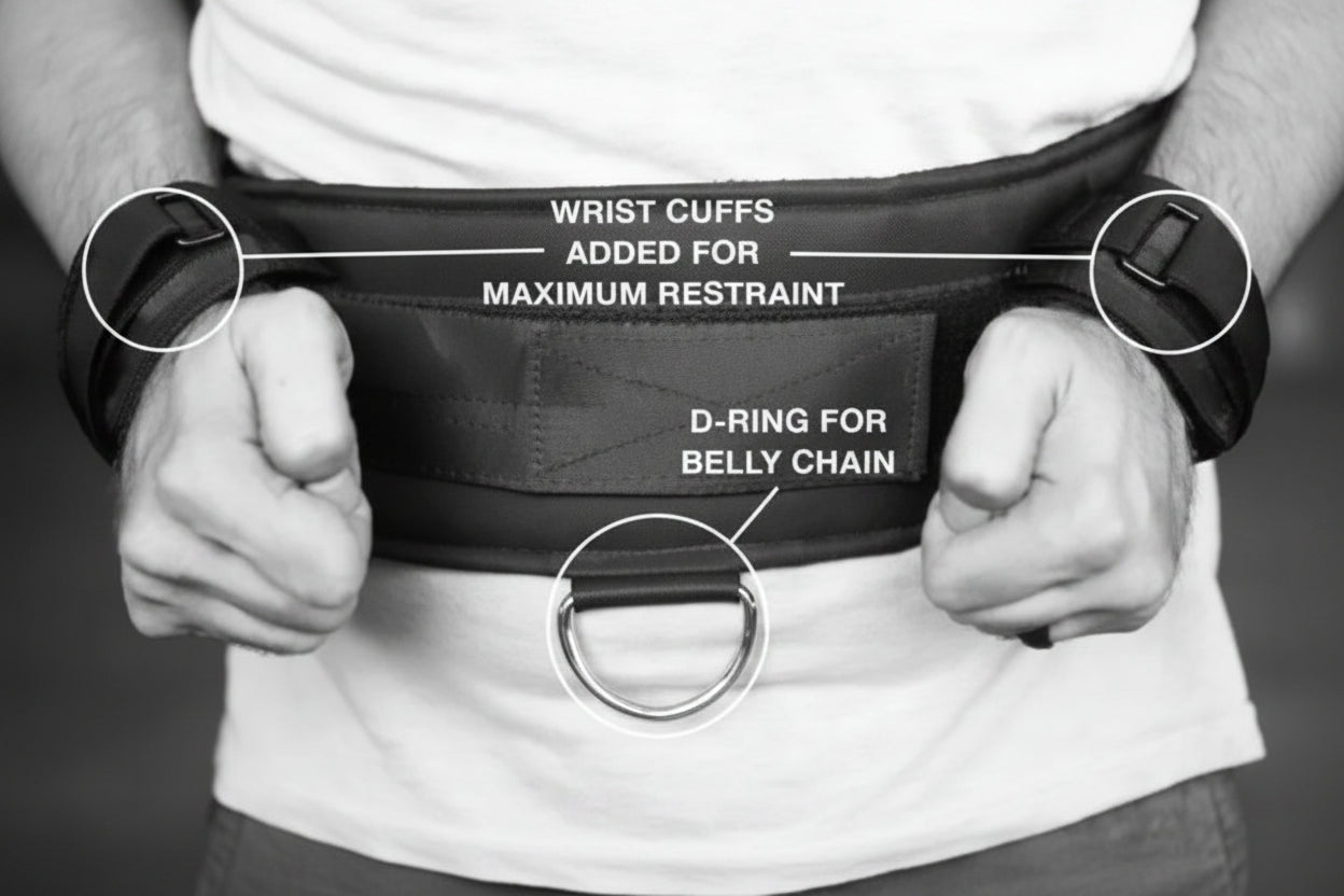 Wrist cuff and belly-chain D-ring attachment points 
