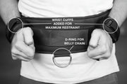 Wrist cuff and belly-chain D-ring attachment points 