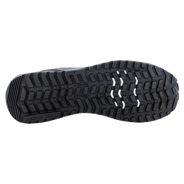 Black sole of a shoe with tread pattern on a white background