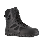 Reebok Men's 8" Sublite Cushion Tactical Waterproof Boot Black RB8807 – 3/4 Right Front View