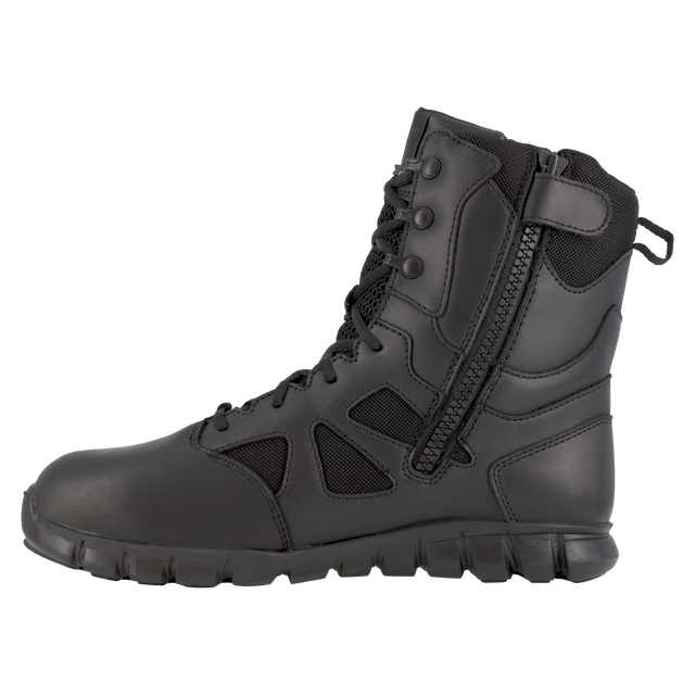 Reebok Men's 8" Sublite Cushion Tactical Waterproof Boot Black RB8807 – Left Side View