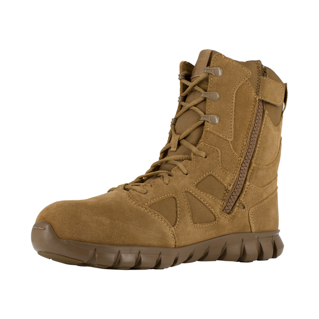 Reebok Men's 8" Sublite Cushion Tactical Boot Coyote RB8809 – 3/4 Left Front View