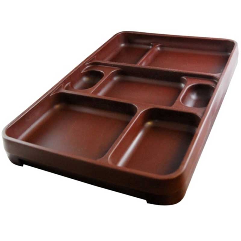 Cortech Rock 7-compartment insulated correctional food tray in brown