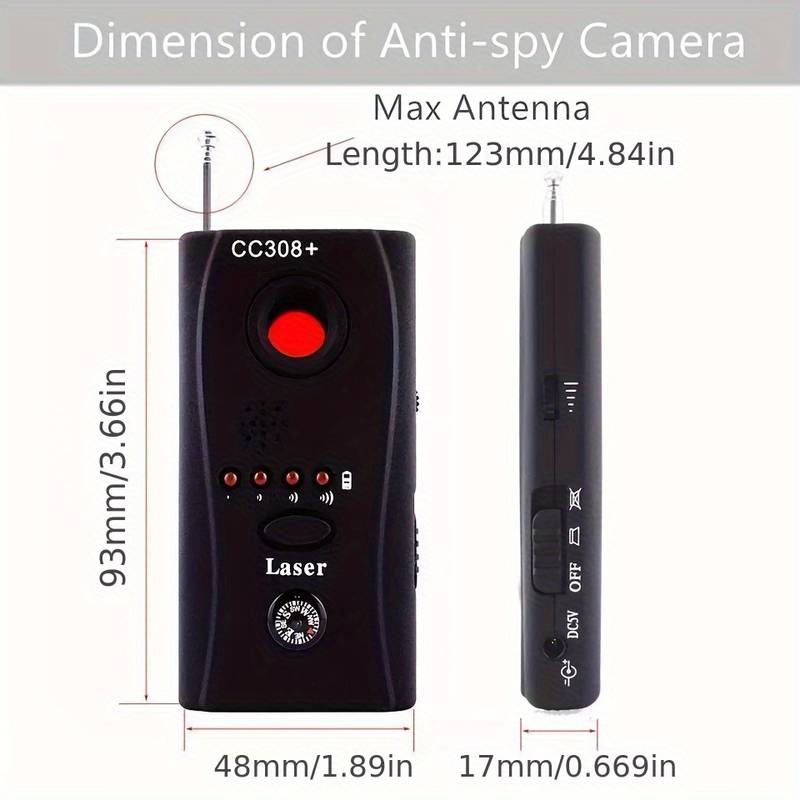 CC308+ Anti-Spy Signal Bug RF Detector Hidden Camera Laser Lens GSM De