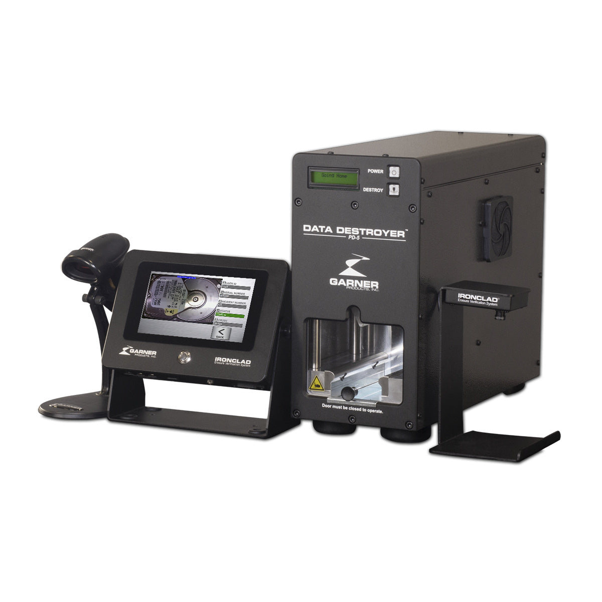 Garner PD-5 IRONCLAD hard drive destruction equipment with the specified included components