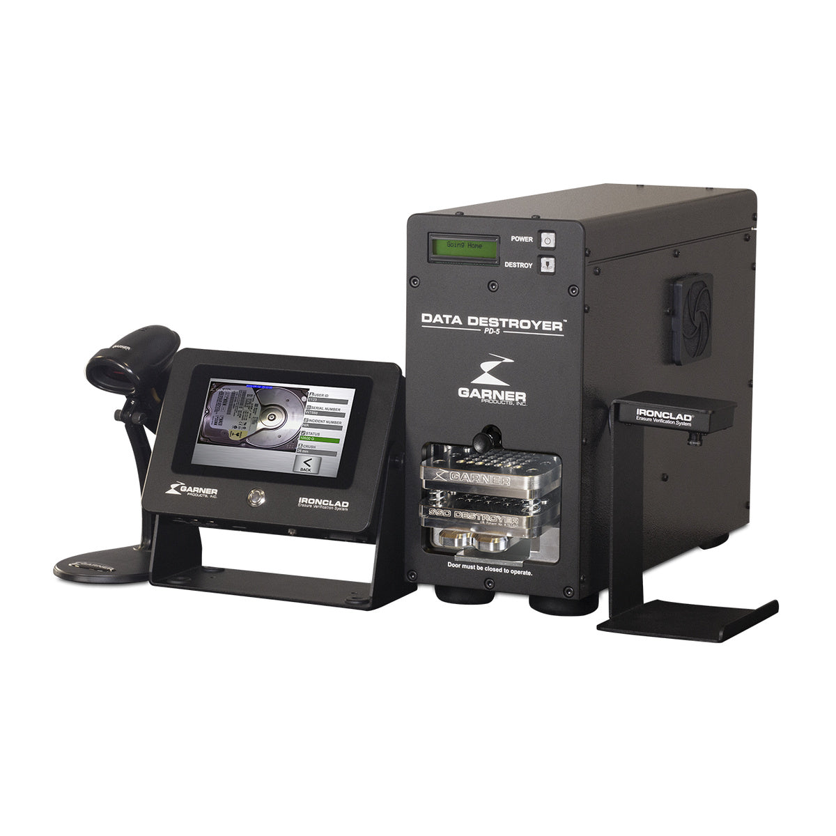 Garner PD-5SSD IRONCLAD hard drive destruction equipment with the specified included components
